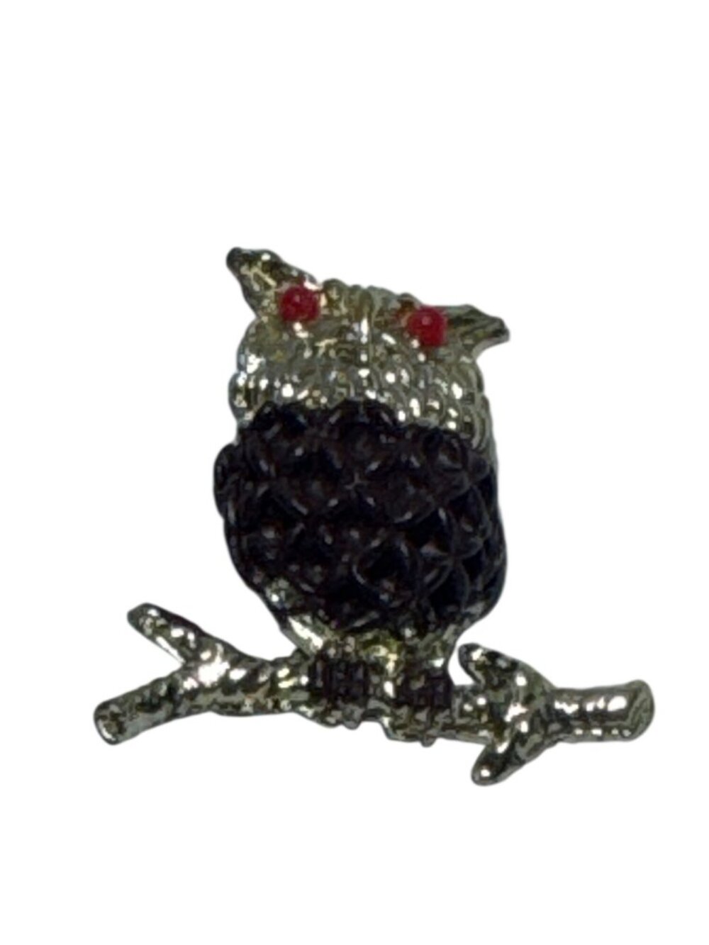 Vintage Owl Brooch Gold-Tone Red Eyes Brown Body Fashion Jewelry